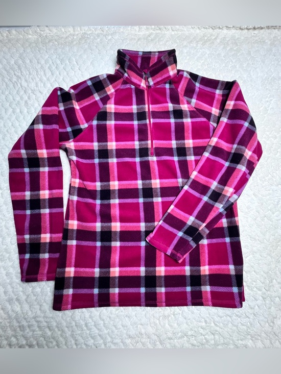 Eddie Bauer Tops - Eddie Bauer Women's Maroon and Pink Plaid Fleece Top